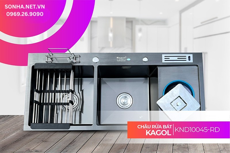 Chậu Kagol KND10045-RD tiện ích 5 trong 1, công nghệ nano kháng khuẩn