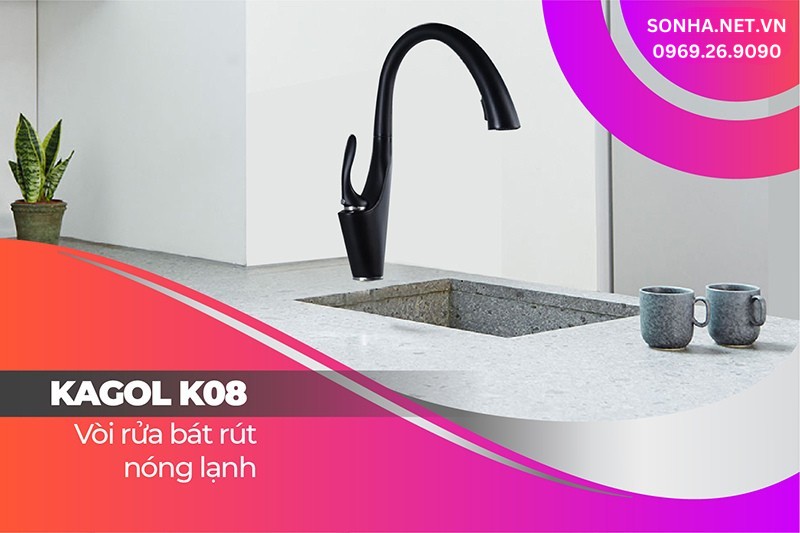 Vòi K08 lắp cùng chậu Kagol KND10045-RD lựa chọn nhiều gia đình Việt