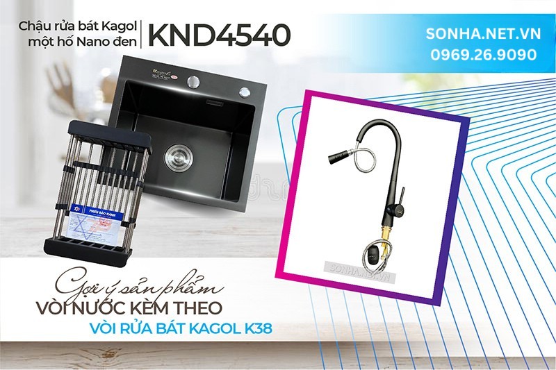 Bộ đôi chậu vòi Kagol kết hợp hoàn hảo KND4540 và K38