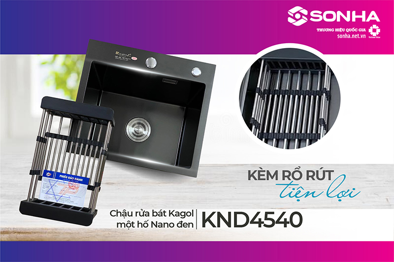 Mua chậu Kagol KND4540 tặng kèm rổ rút tiện lợi