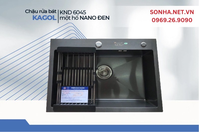 Chậu Kagol KND6045 một hố nano đen yêu thích nhờ tiện lợi sử dụng, giá hợp lý