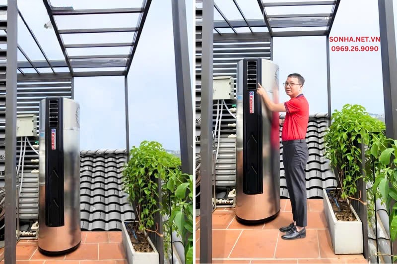 Các hình ảnh lắp đặt hệ thống nước nóng trung tâm Heat Pump