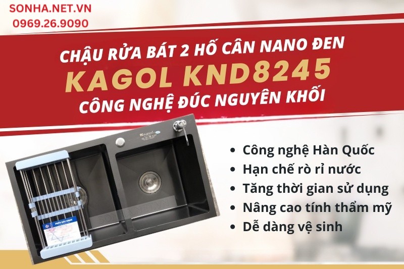 Công nghệ đúc nguyên khối hiện đại của chậu rửa bát Kagol KND8245 2 hố cân