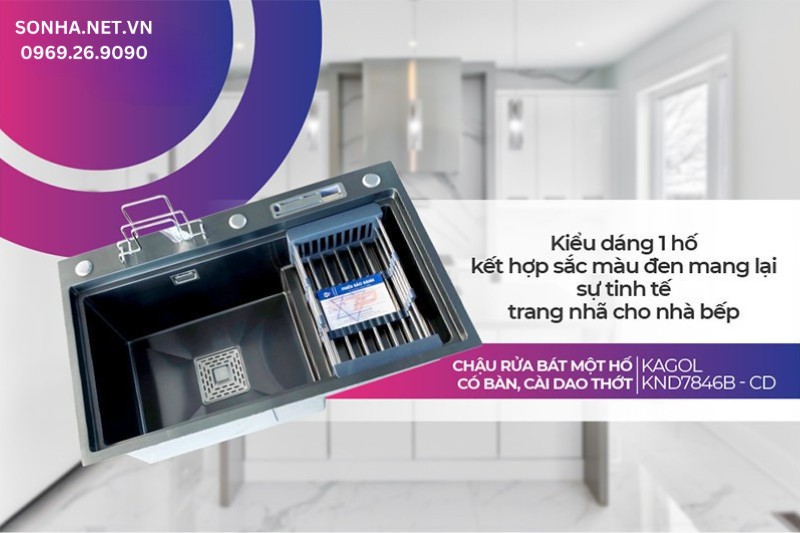 Kagol KND7846B-CD với thiết kế 1 hố tính tế phù hợp lắp đặt mọi không gian