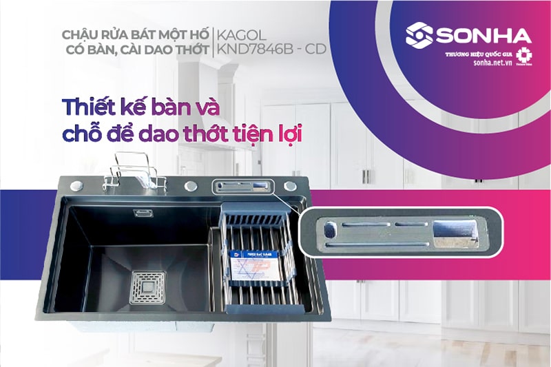 Chậu rửa Kagol KND7846B-CD thiết kế tiện lợi