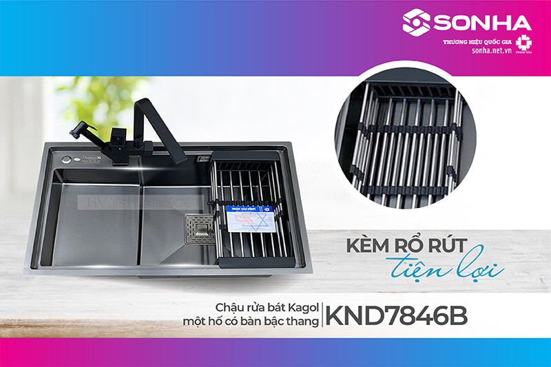 Rổ rút chậu rửa bát Kagol KND7846B