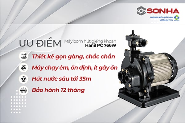 Ưu điểm máy bơm nước Hanil 750W