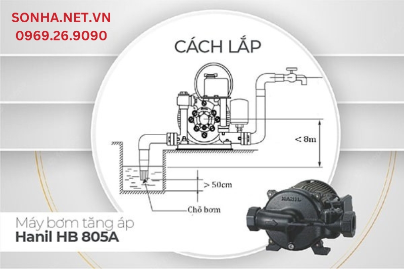 Cách lắp đặt máy bơm tăng áp Hanil 600w