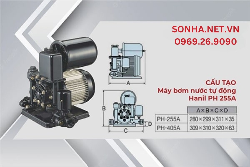 Cấu tạo máy bơm nước Hanil PH 255A