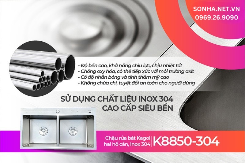 Chậu Kagol K8850-304 được người dùng tin tưởng nhờ 4 ưu điểm vượt trội inox 304