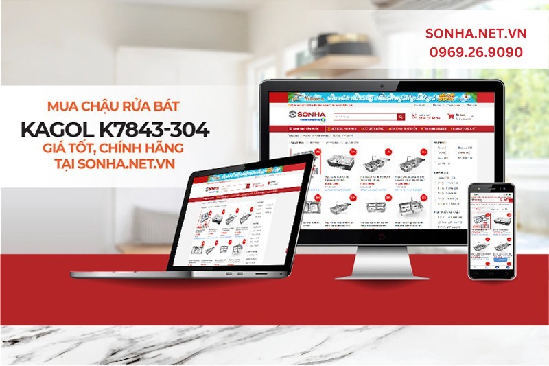 Sonha.net.vn nơi người d&ugrave;ng đặt niềm tin mua chậu Kagol K7843-304 c&acirc;n inox 304