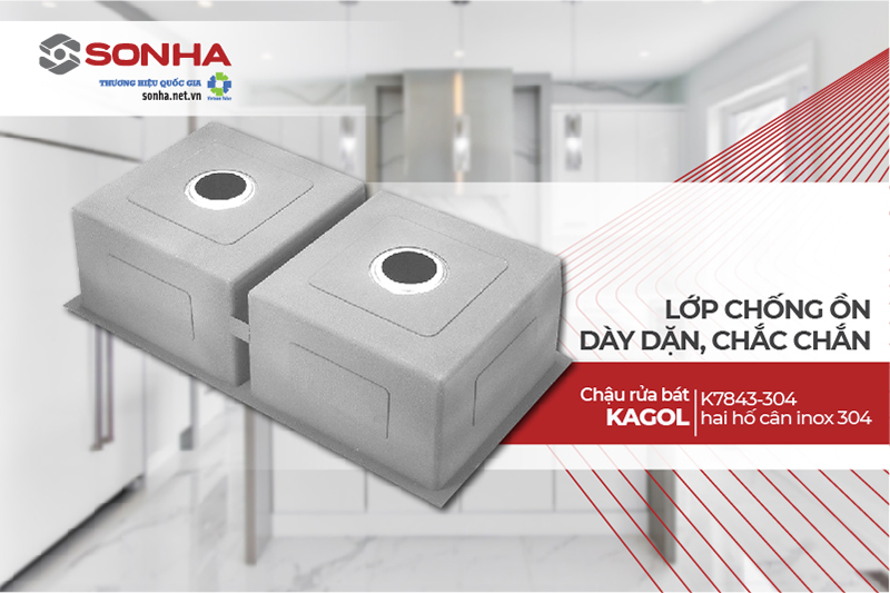 Lớp chống ồn chậu Kagol K7843-304 cân inox 304