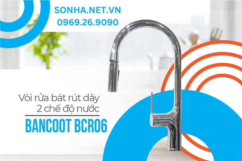 Vòi rửa bát dây rút Bancoot BCR06 bền đẹp, sang trọng, tiện ích
