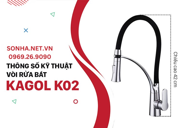 Chiều cao vòi rửa bát Kagol K02