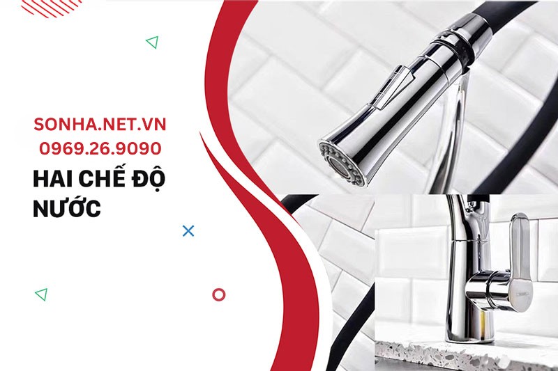 Vòi nước rửa chén Kagol K02 tích hợp 2 đường nước nóng lạnh