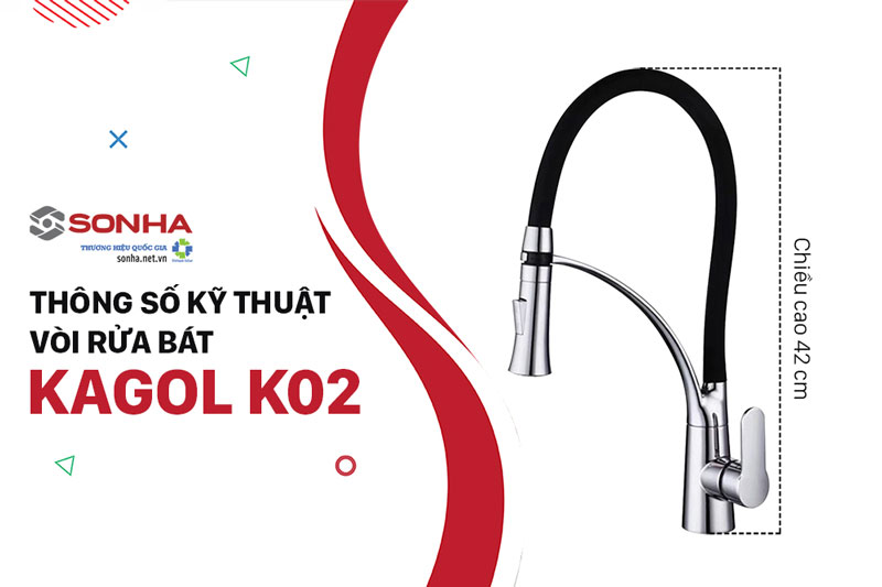 Chiều cao vòi rửa chén Kagol K02