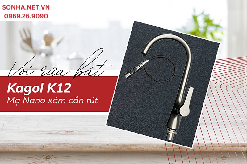 Vòi Kagol K12 màu sắc ấn tượng, cần rút tiện ích