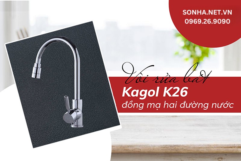 Vòi Kagol K26 thiết kế hiện đại, đơn giản nhưng tiện lợi