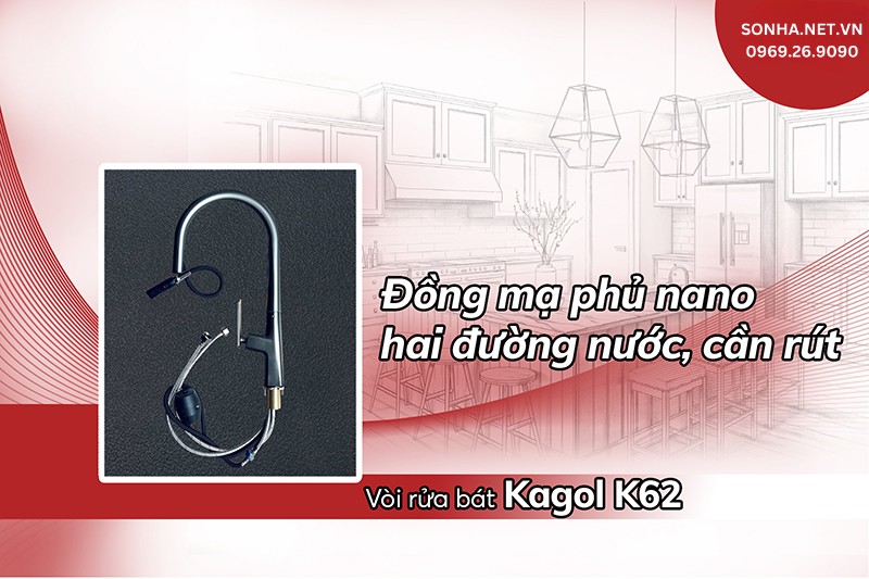 Vòi Kagol K62 phù hợp gia đình sử dụng 2 đường nước nóng, lạnh