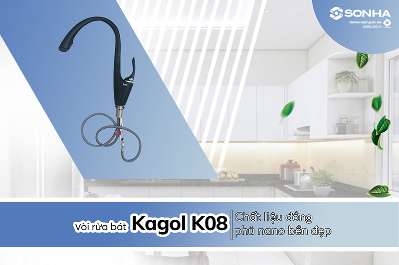 Vòi rửa bát Kagol K08 chất liệu đồng phủ nano