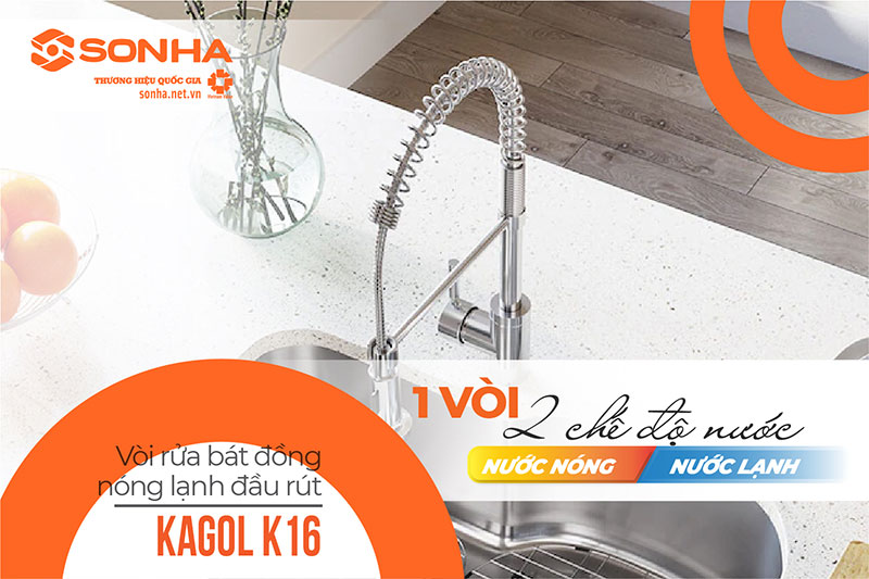 Vòi nước rửa bát Kagol K16 tiện lợi 2 chế độ nước 