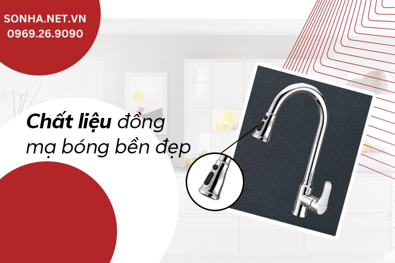 Vòi Kagol K18 làm từ đồng cao cấp nên sáng bóng, bền đẹp