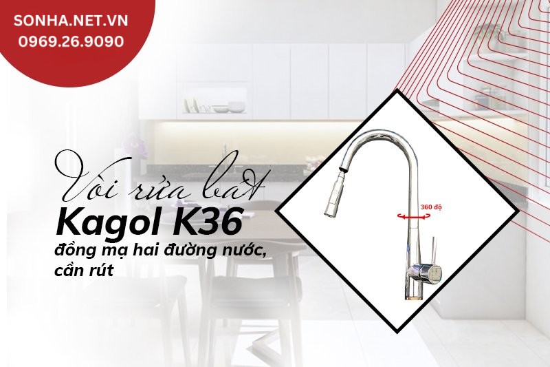 Vòi rửa bát Kagol K36 chất liệu cao cấp, thiết kế cần rút tiện lợi