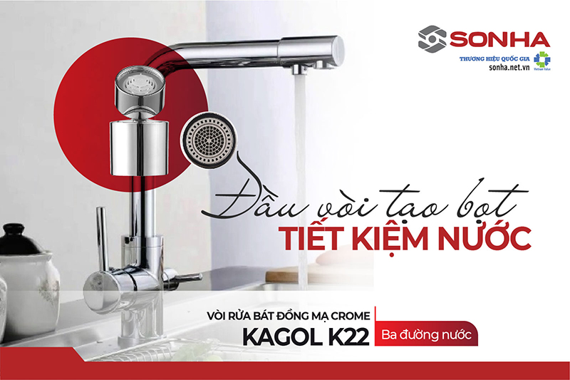 Đầu vòi Kagol K22 tạo bọt tiết kiệm nước