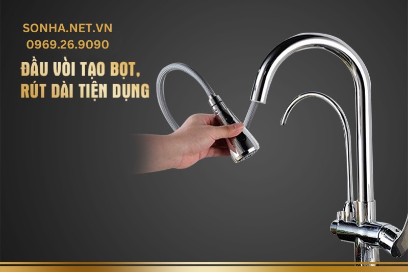 Đầu v&ograve;i tạo bọt, r&uacute;t d&agrave;i tiện dụng