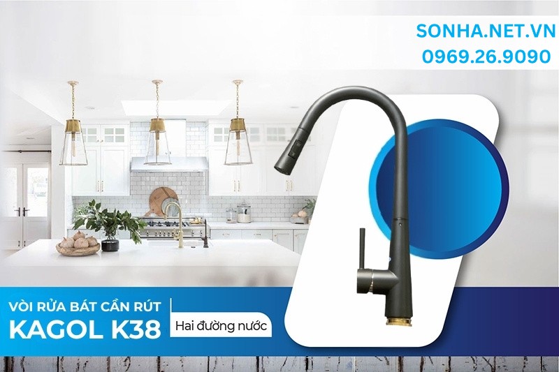 Si&ecirc;u phẩm v&ograve;i rửa b&aacute;t ch&eacute;n Kagol K38 2 đường nước cần r&uacute;t