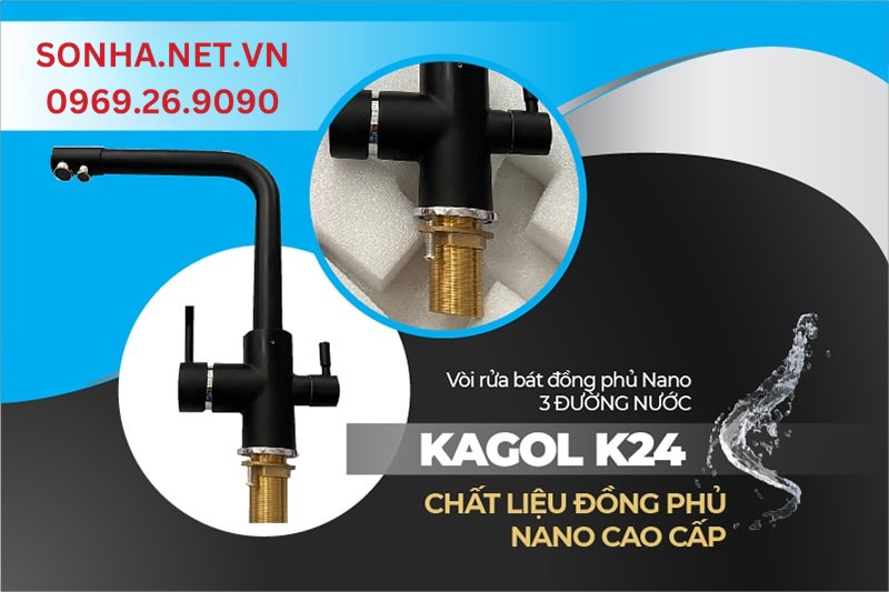 Vòi rửa Kagol K24 thẩm mỹ cao, dễ vệ sinh nhờ chất liệu đồng phủ nano