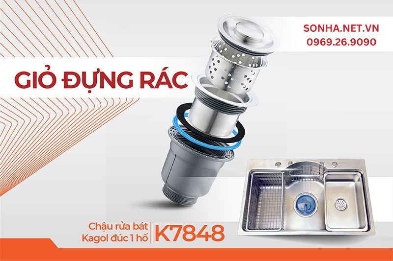 Giỏ lọc r&aacute;c Kagol K7848 lọc r&aacute;c v&agrave; tho&aacute;t nước nhanh ch&oacute;ng
