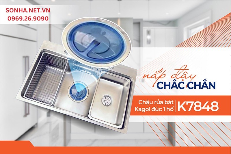 Nắp đậy chậu Kagol K7848 c&oacute; khả năng ngăn nước r&ograve; rỉ cực tốt 