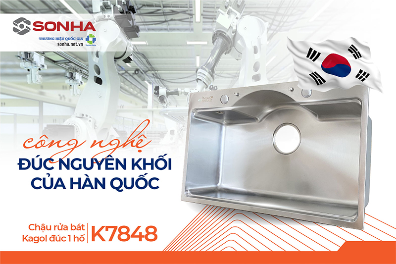 Chậu rửa Kagol K7848 công nghệ đúc nguyên khối