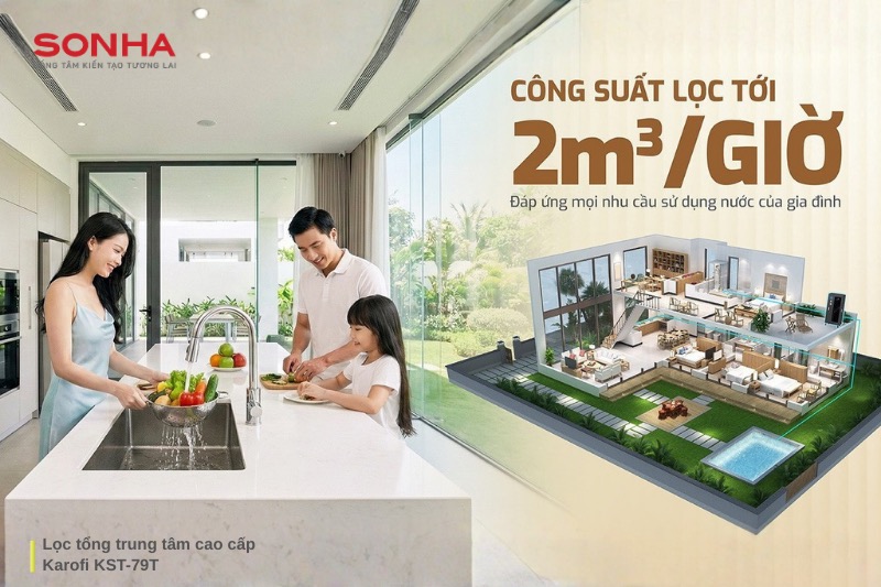 Hệ thống lọc tổng Karofi KST-79T c&ocirc;ng suất l&ecirc;n đến 2m3/h