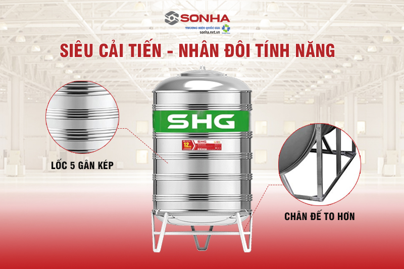 chân Bồn nước Inox Sơn Hà Xanh SHG 700L đứng 