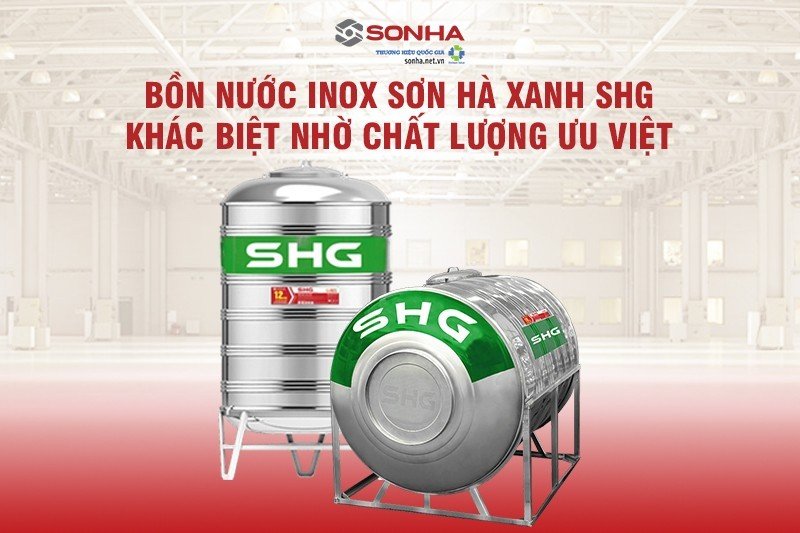 Bồn nước Inox Sơn Hà Xanh SHG 700L đứng 