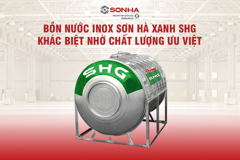 Bồn nước Inox Sơn Hà Xanh SHG 500L Ngang - SHG500F720