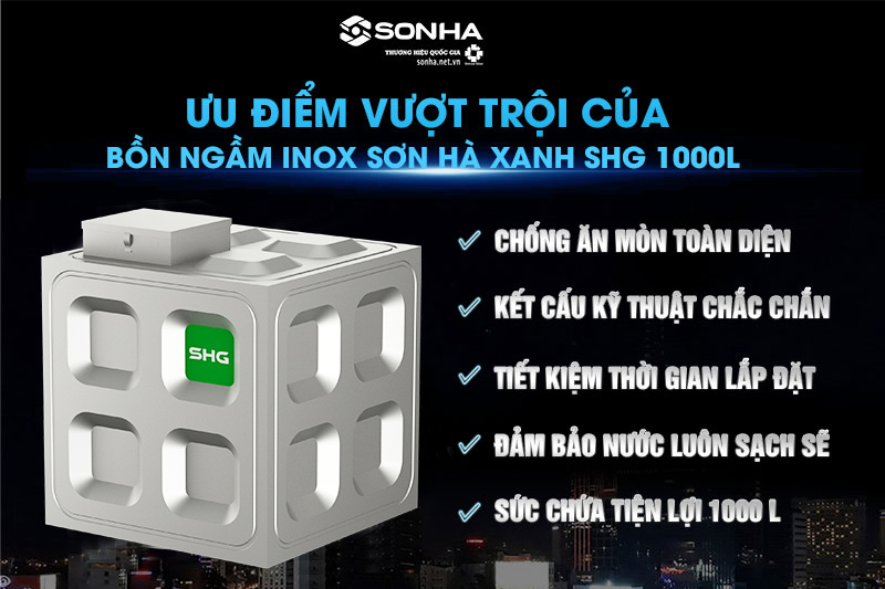 5 ưu điểm bể inox ngầm Sơn Hà SHG 1000l
