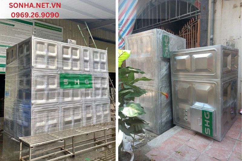 Hình ảnh thực tế lắp đặt bể nước ngầm Inox SHG cho công trình