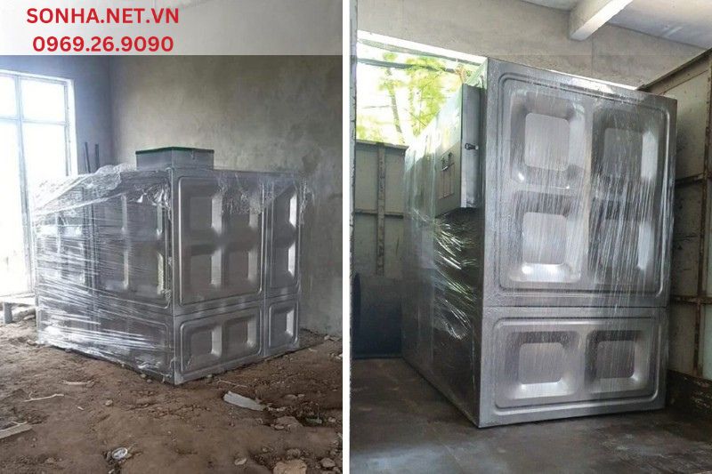 Hình ảnh thực tế lắp đặt bể nước ngầm Inox SHG cho công trình