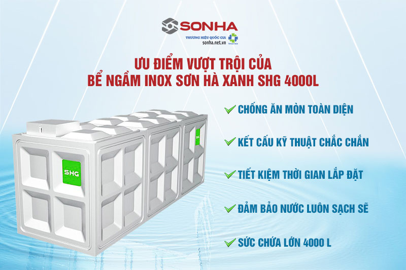 Ưu điểm bể nước ngầm inox Sơn Hà 1000l