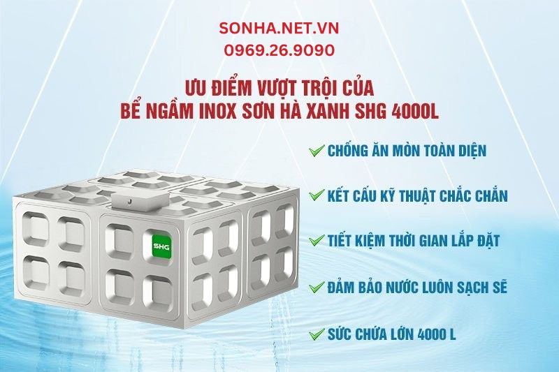 5 ưu điểm vượt trội bể nước ngầm inox Sơn H&agrave; 1000l