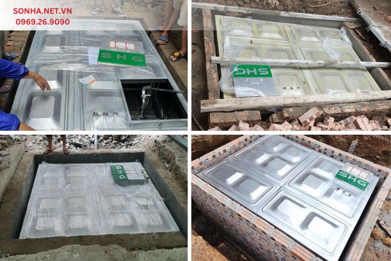 Hình ảnh thực tế lắp đặt bể nước ngầm Inox SHG cho công trình