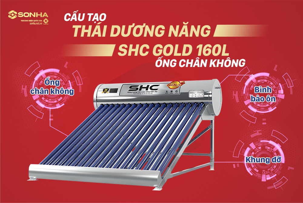 Cấu tạo thái dương năng SHC 160l ống chân không