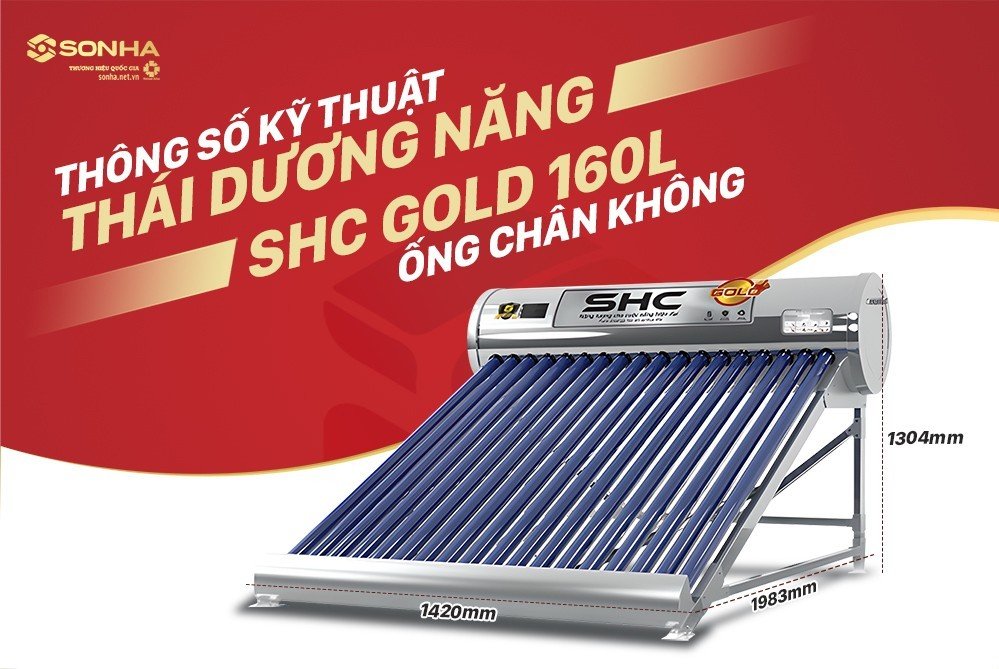 Thông số kỹ thuật thái dương năng SHC Gold 160l ống chân không