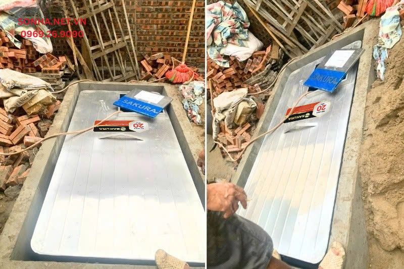 Hình ảnh lắp đặt bể nước chôn ngầm inox Sakura