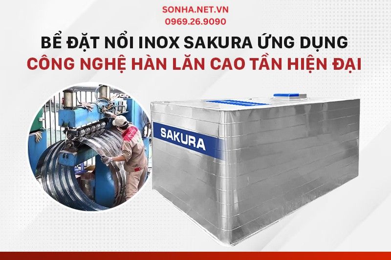 Bể treo inox đặt nổi sản xuất trên dây chuyền công nghệ hàn lăn hiện đại