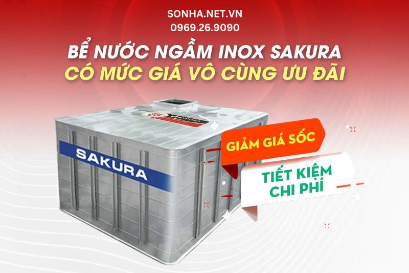 Bể chôn ngầm inox Sakura có giá tốt với nhiều ưu đãi