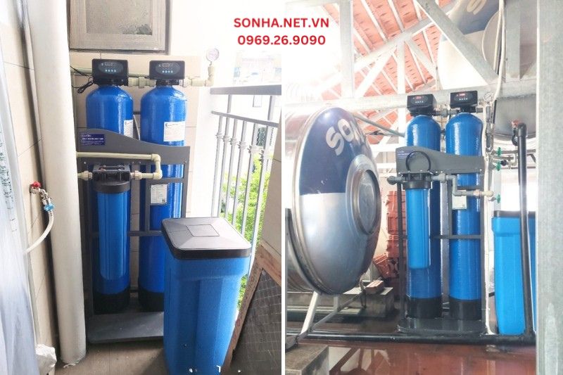 Lắp đặt thực tế lọc tổng Karofi 222CT tại Long Biên để xử lý nước cứng, nhiễm canxi